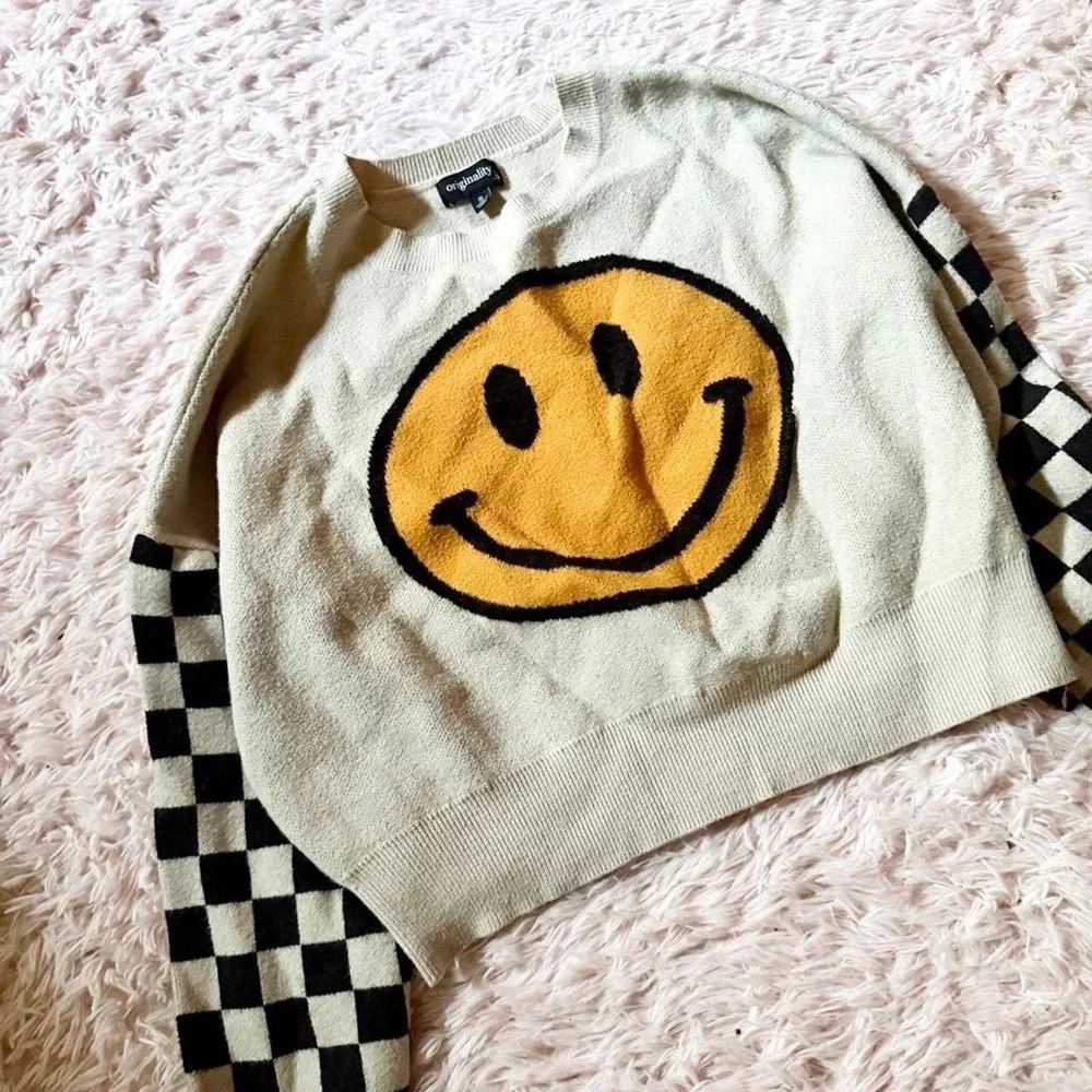 Retro Groovy Hipster 90s Vibe Skater Nostalgic Crop Sweater Womens S Punk Grunge